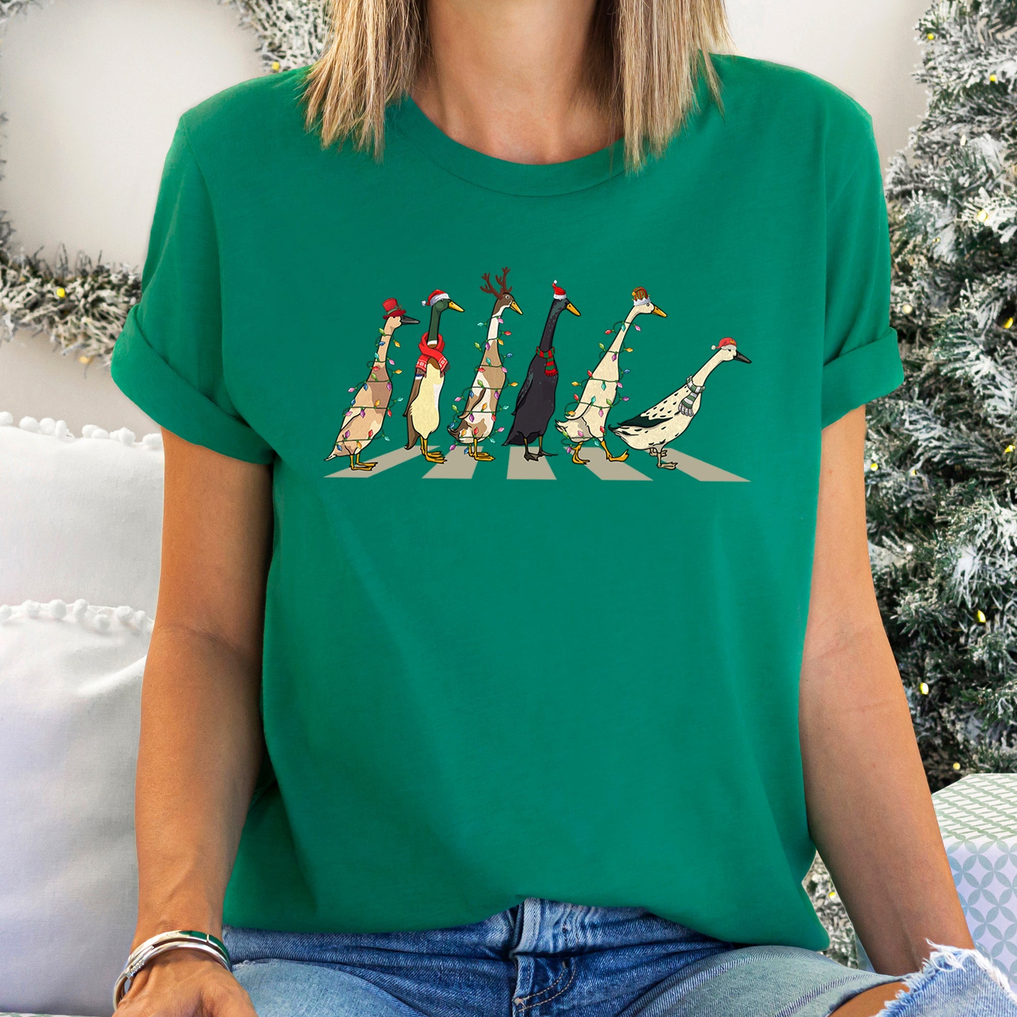 Christmas Ducks And Duck Lovers Santa Farm Life Holiday Edition Artwork Graphic Tee