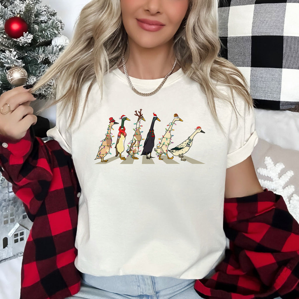 Christmas Ducks And Duck Lovers Santa Farm Life Holiday Edition Artwork Graphic Tee