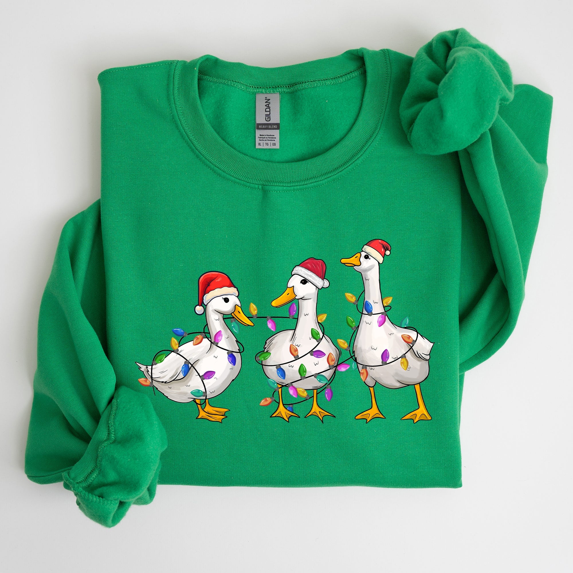 Christmas Ducks And Santa With Playful Farm Animals On A Cozy Winter Snow Scene Full Graphic Illustration Sweatshirt