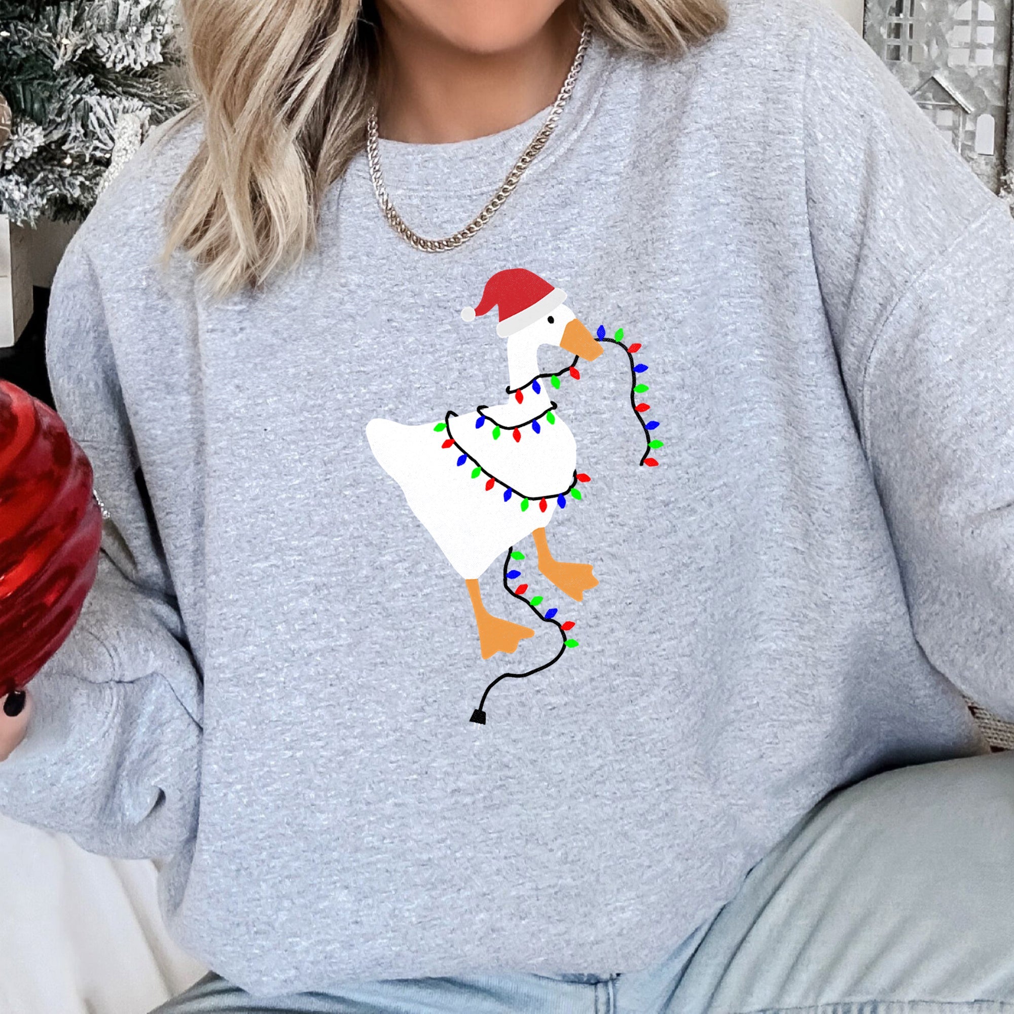 Christmas Goose Lights Retro Festive Holiday Design With Vintage Neon Accents Sweatshirt