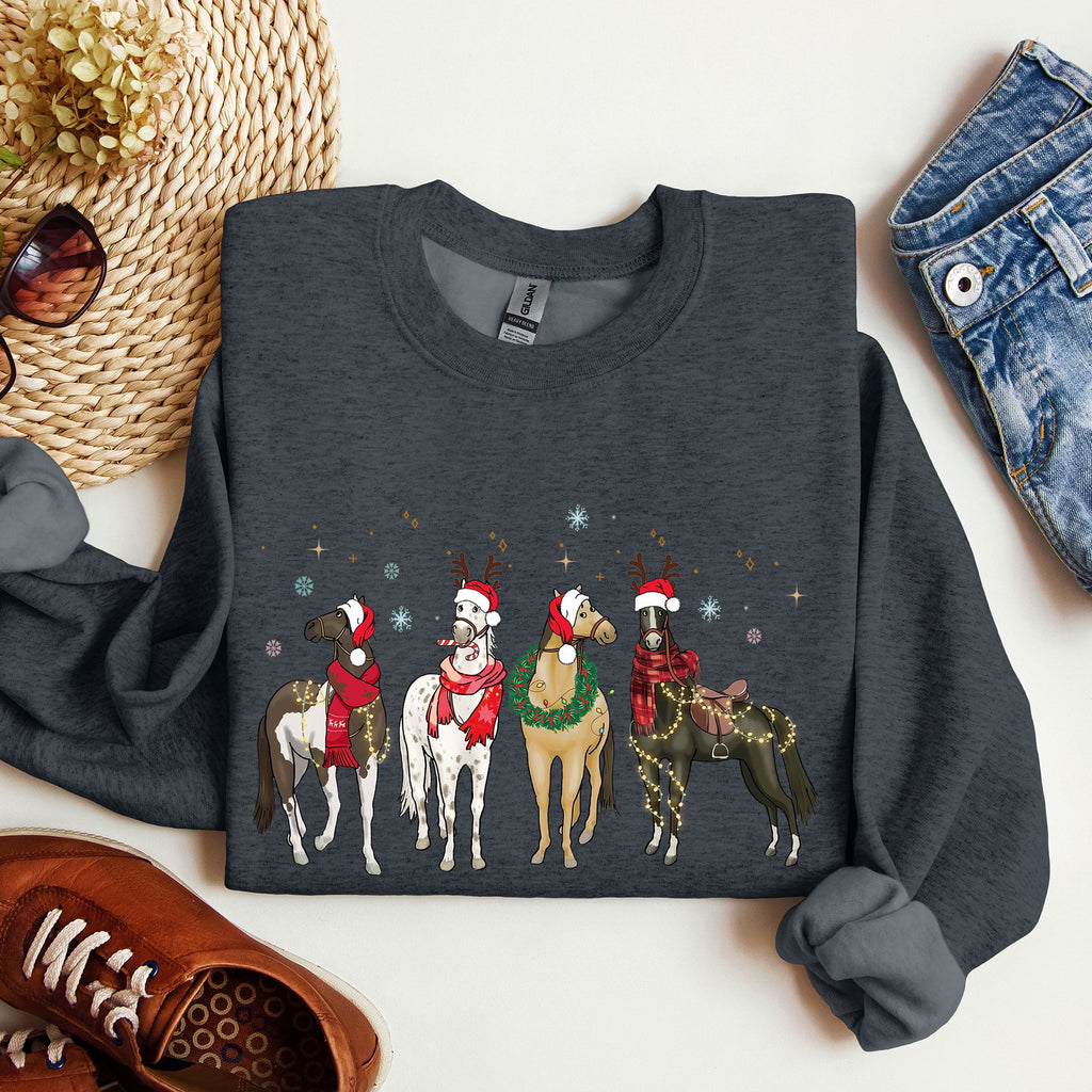 Christmas Horses Horse Lovers Santa Holiday Cheer Collection Official Sweatshirt