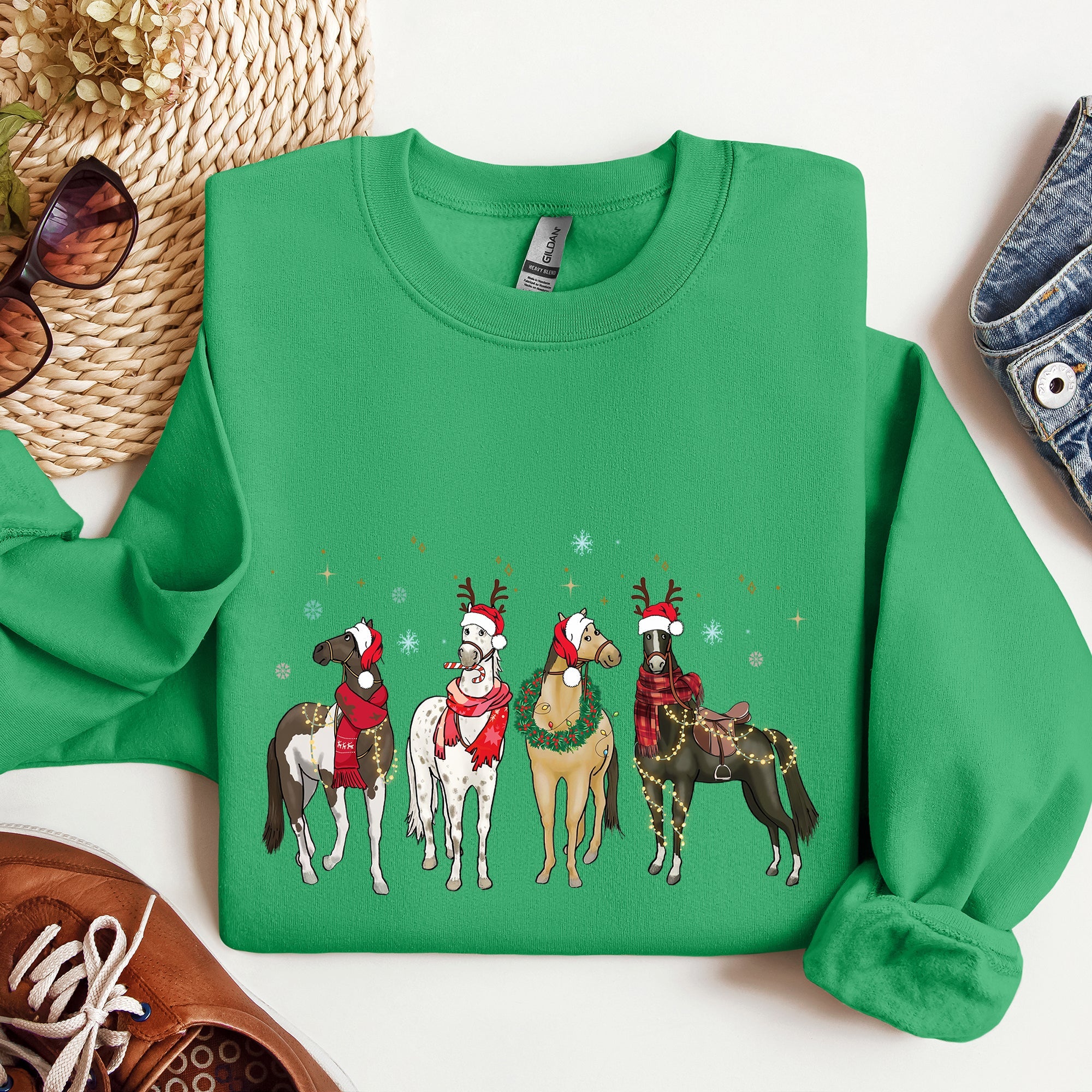 Christmas Horses Horse Lovers Santa Holiday Cheer Collection Official Sweatshirt