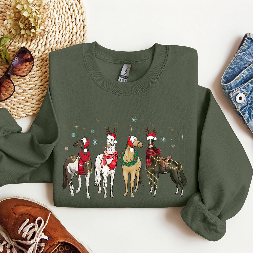 Christmas Horses Horse Lovers Santa Holiday Cheer Collection Official Sweatshirt
