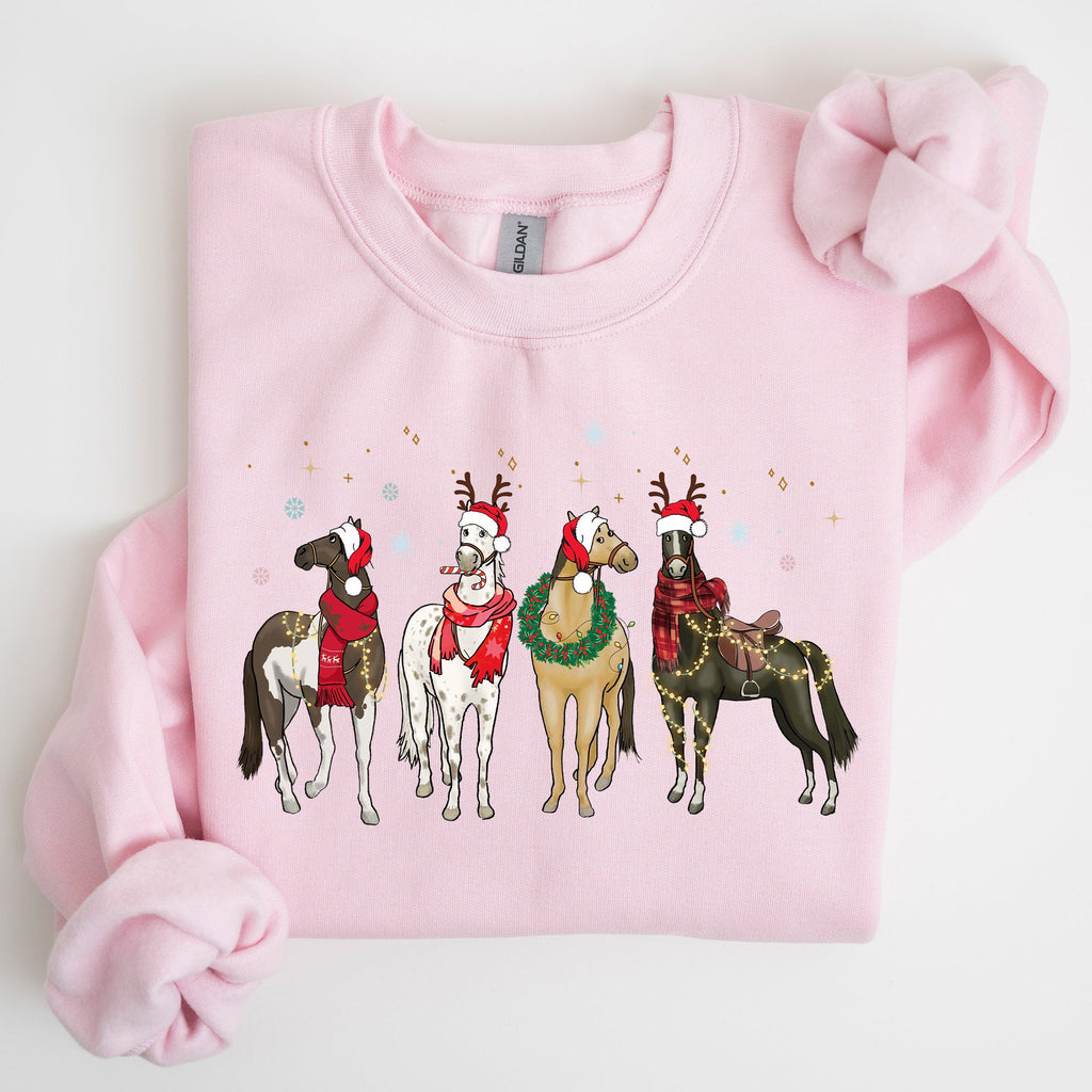 Christmas Horses Santa Winter Snow Xmas Festive Joyful Gallop Horse Lovers Sweatshirt