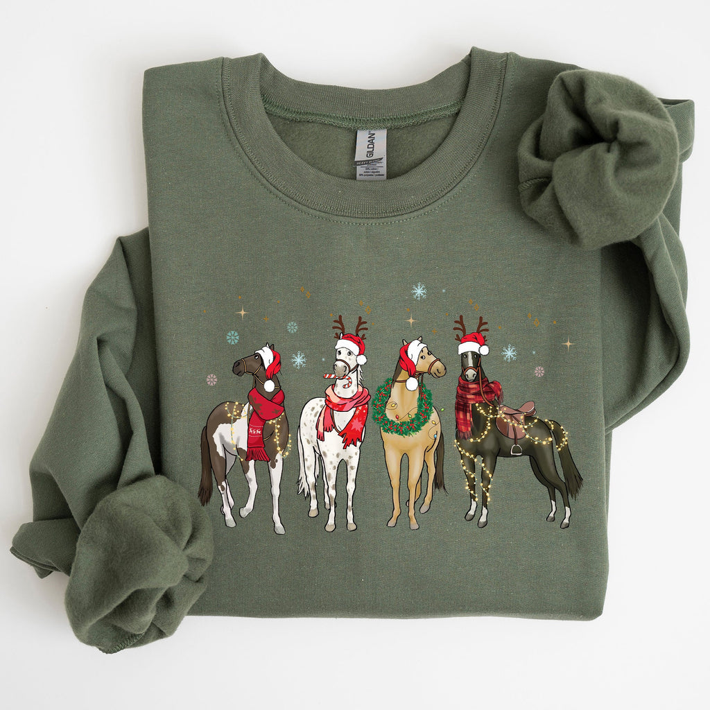 Christmas Horses Santa Winter Snow Xmas Festive Joyful Gallop Horse Lovers Sweatshirt