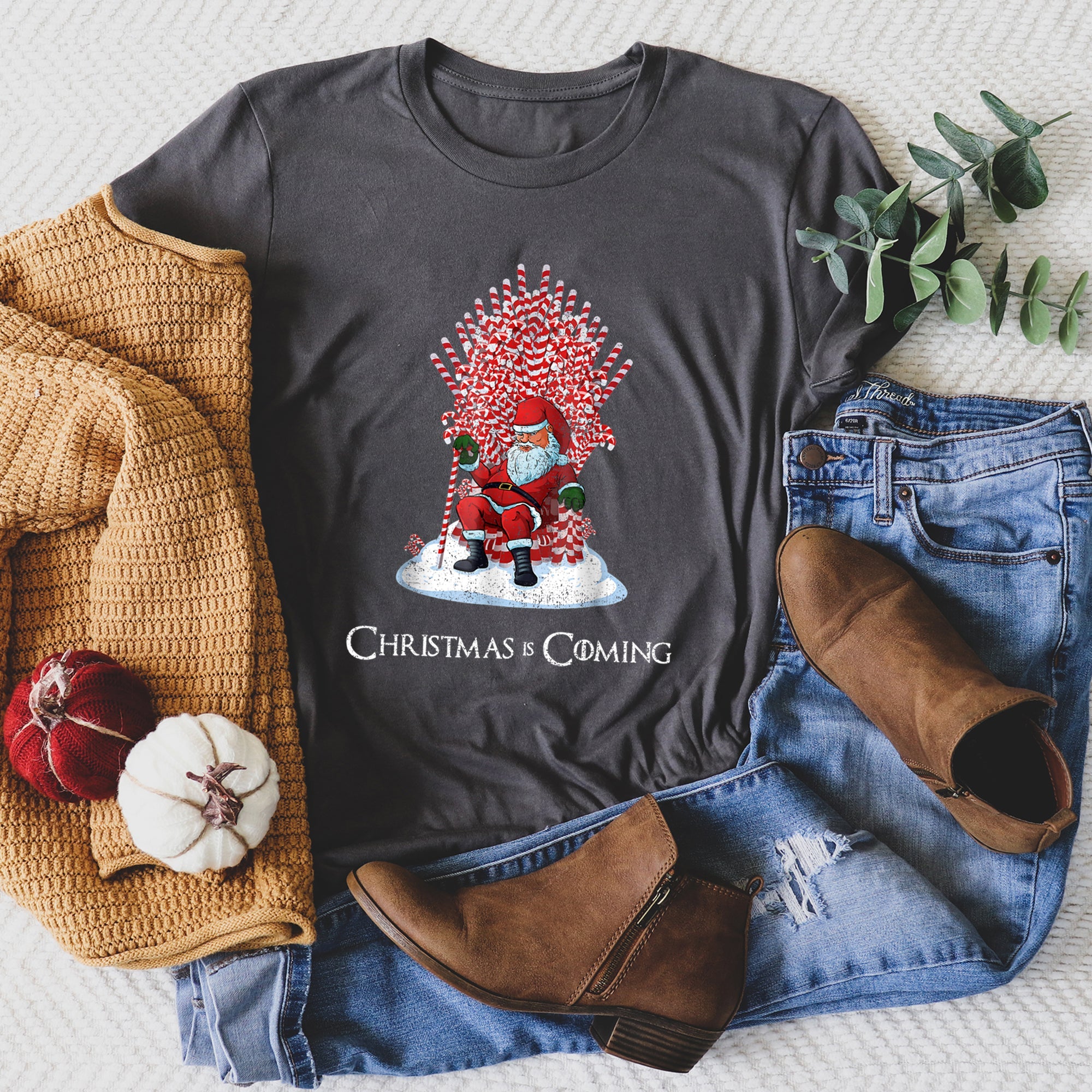 Christmas Is Coming, Santa, Throne Game Holiday Limited Edition Pop Culture Reference Graphic Tee