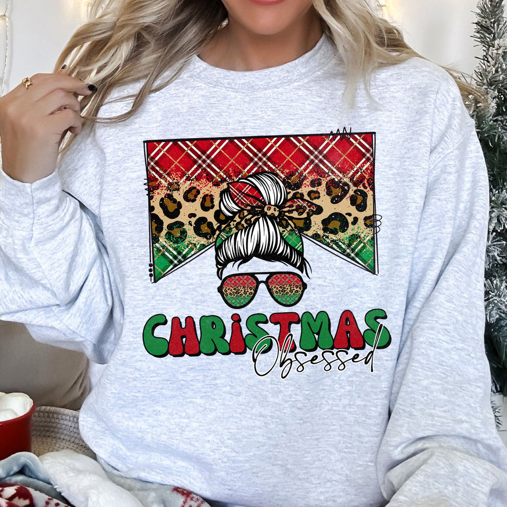 Christmas Obsessed Leopard Print Festive Cozy Premium Edition Holiday Sweatshirt