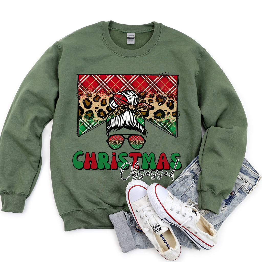 Christmas Obsessed Leopard Print Festive Cozy Premium Edition Holiday Sweatshirt