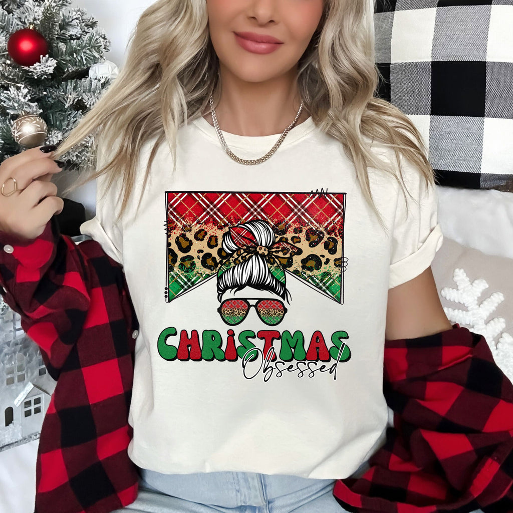 Christmas Obsessed Leopard Print Sassy Retro Festive Holiday Vibe Limited Edition Graphic Tee