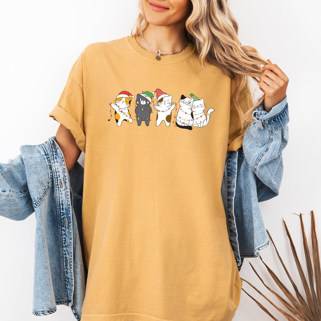 Festive Christmas Party Cats Santa Cute Cat Lover Graphic Edition Comfort Colors Tee