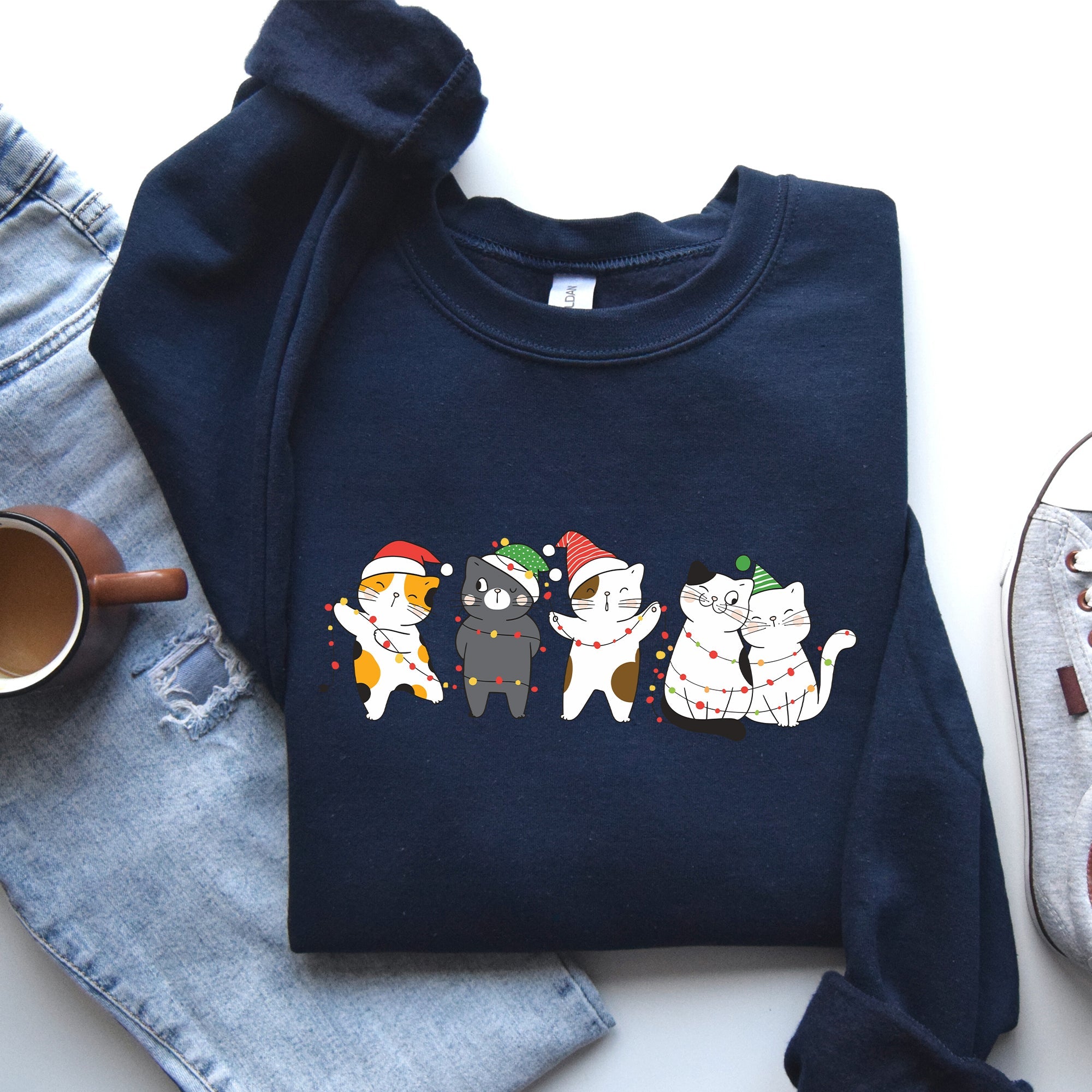 Christmas Party Cats Santa Cat Lover Cozy Festive Warm Comfort Lifestyle Sweatshirt