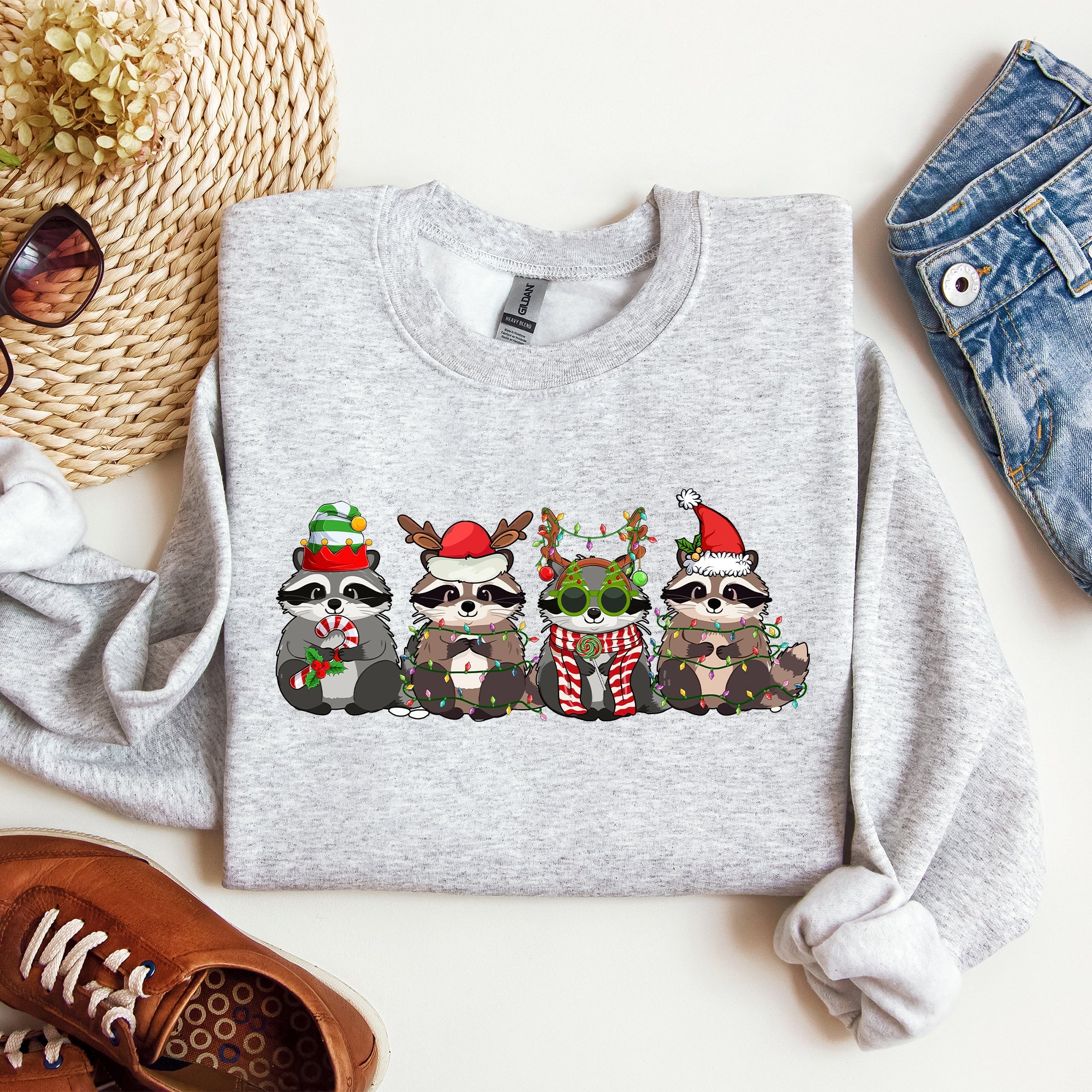 Christmas Raccoons Santa Winter Snow Xmas Raccoon Lovers Festive Cozy Holiday Cheer Sweatshirt