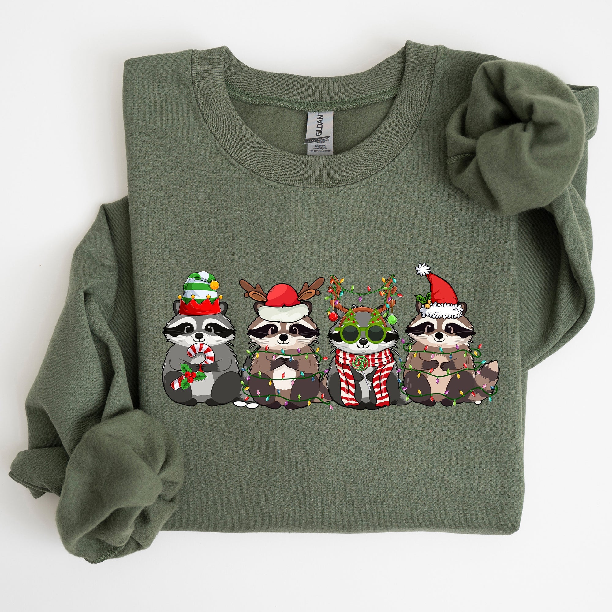Christmas Raccoons Santa Winter Snow Xmas Raccoon Lovers Festive Cozy Holiday Cheer Sweatshirt