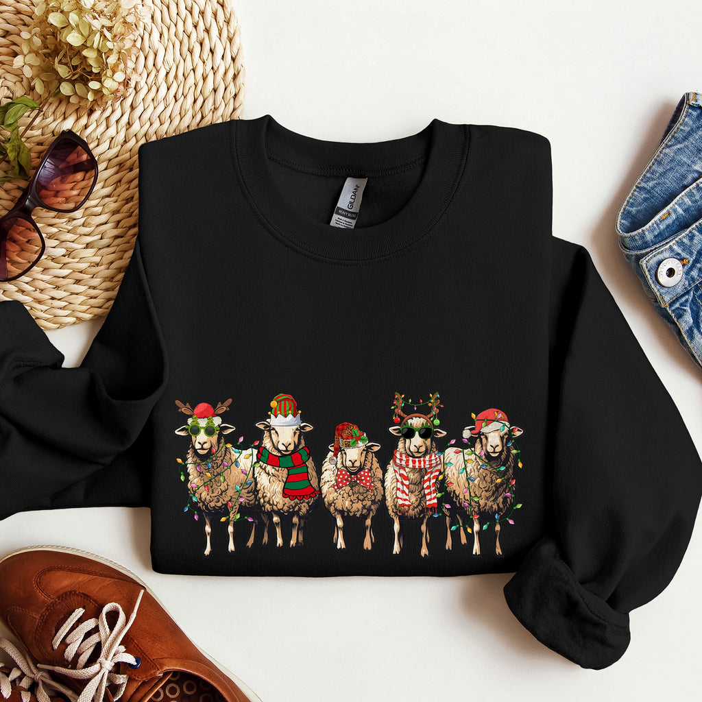 Christmas Sheep Lovers Santa Farm Life Holiday Farm Scene Cozy Family Vibe Sweatshirt
