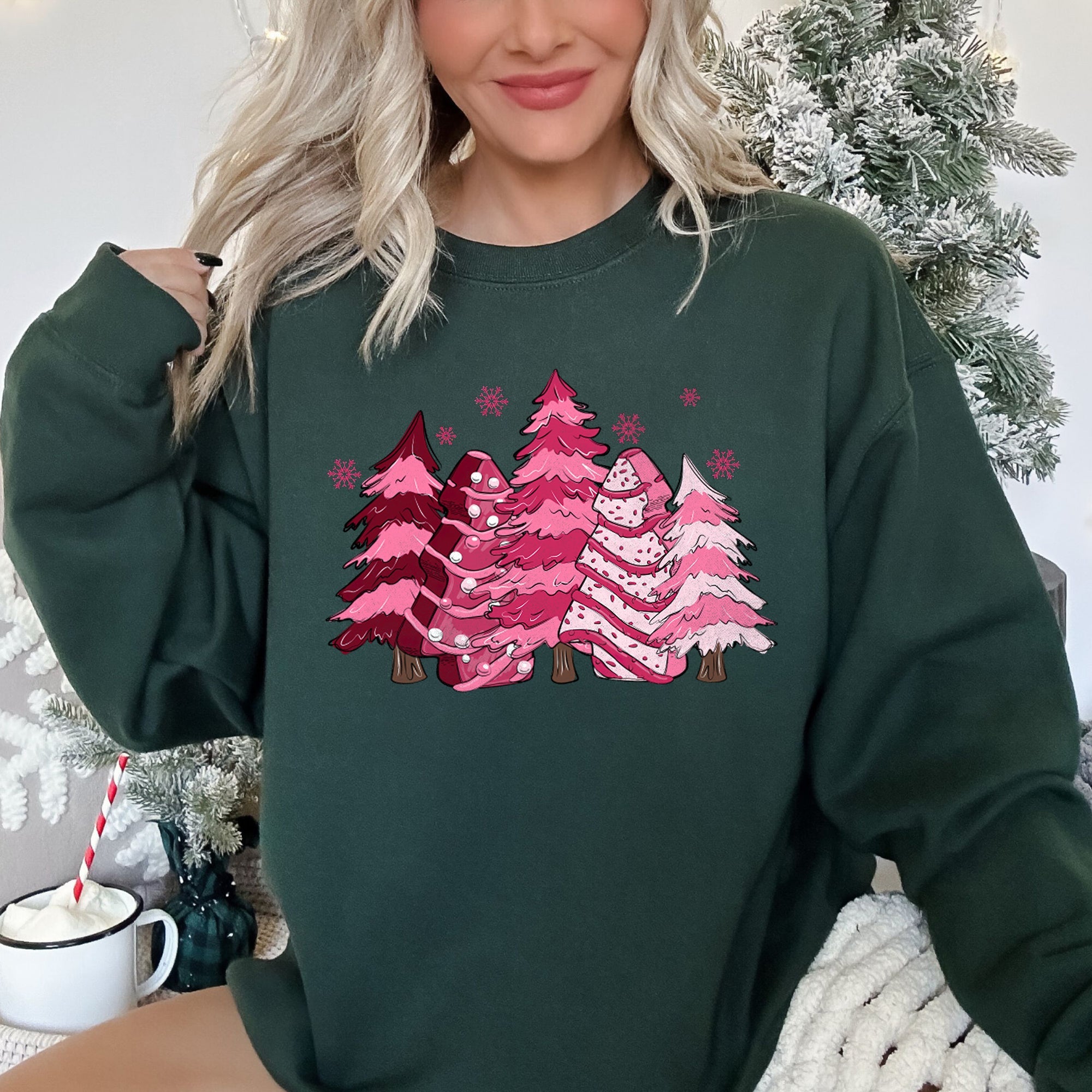 Christmas Snack Trees Pink Little Debbie Holiday Treats Classic Graphic Sweatshirt