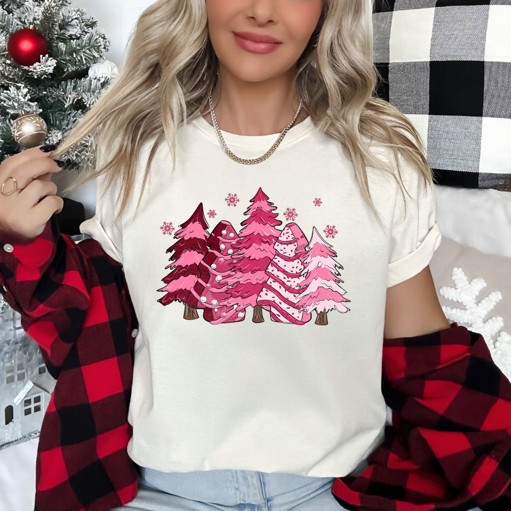 Christmas Snack Trees Holiday Edition Pixel Art and Cozy Holiday Cheer Graphic Tee