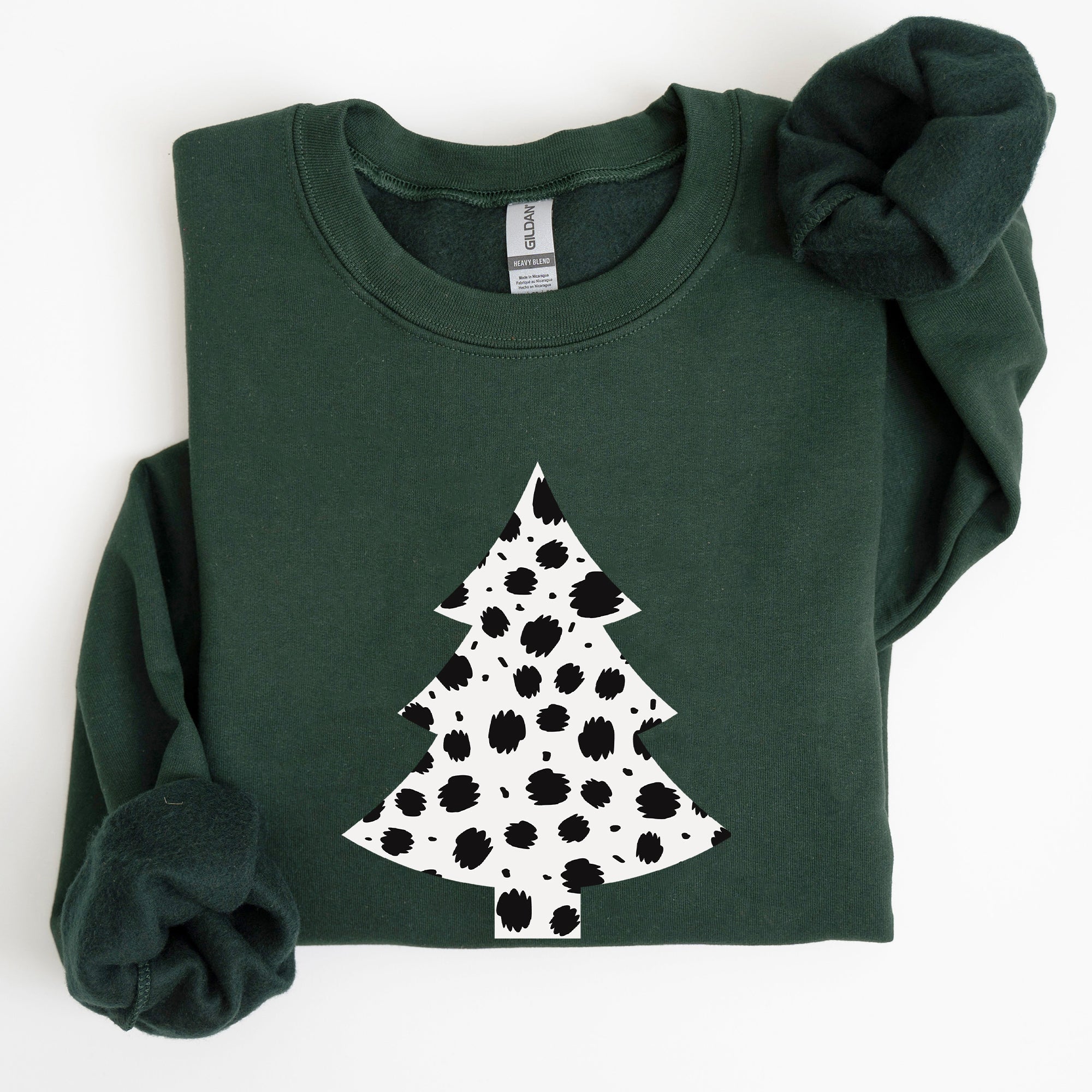 Dalmatian Christmas Tree Santa Animal Print Winter Holiday Scene With Festive Cheer Sweatshirt