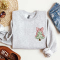 Christmas Tree Pocket Floral Coquette Ribbons Vintage Inspired Classic Season Winter Sweatshirt
