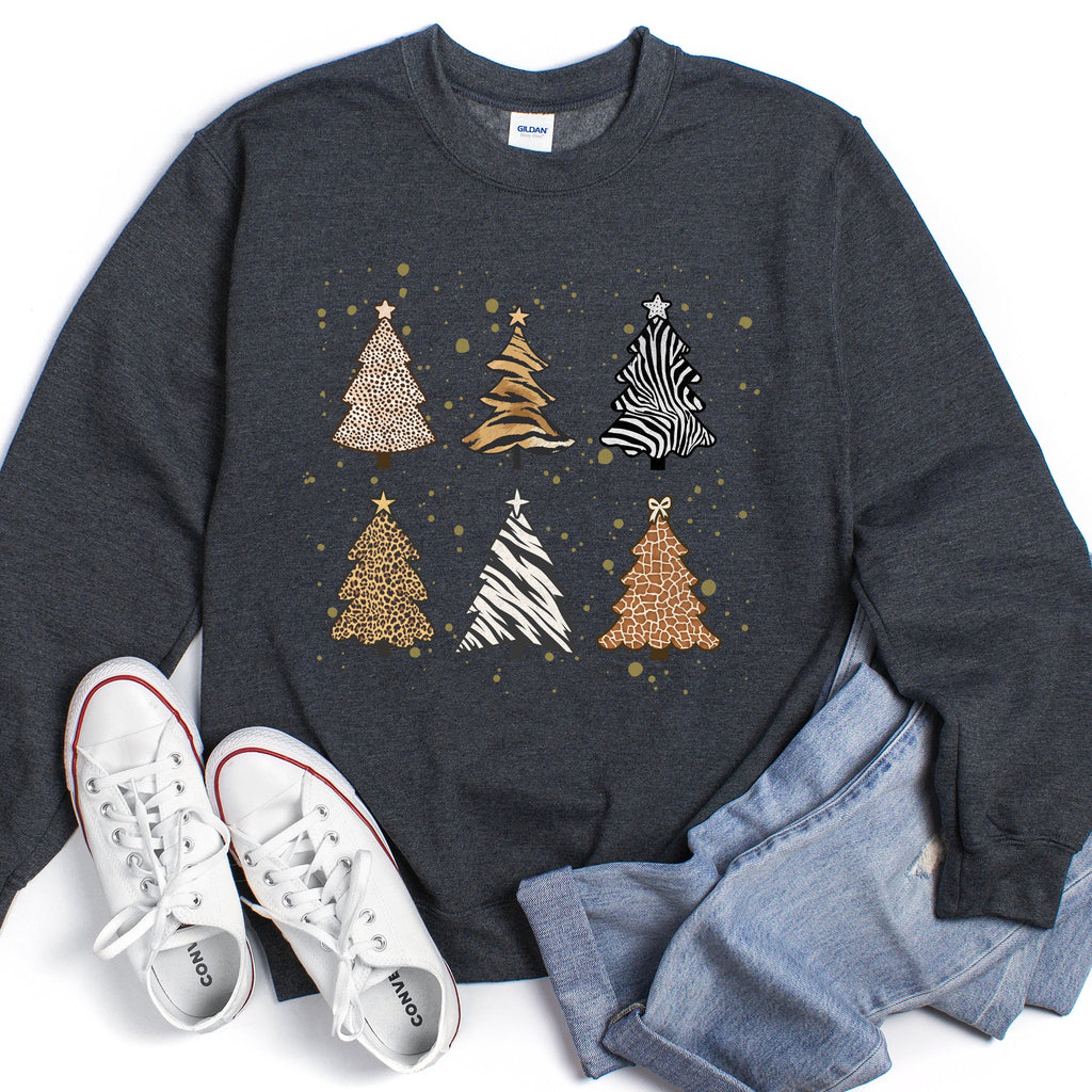 Christmas Trees Animal Print Festive Seasonal Holiday Nature Inspired Design Sweatshirt