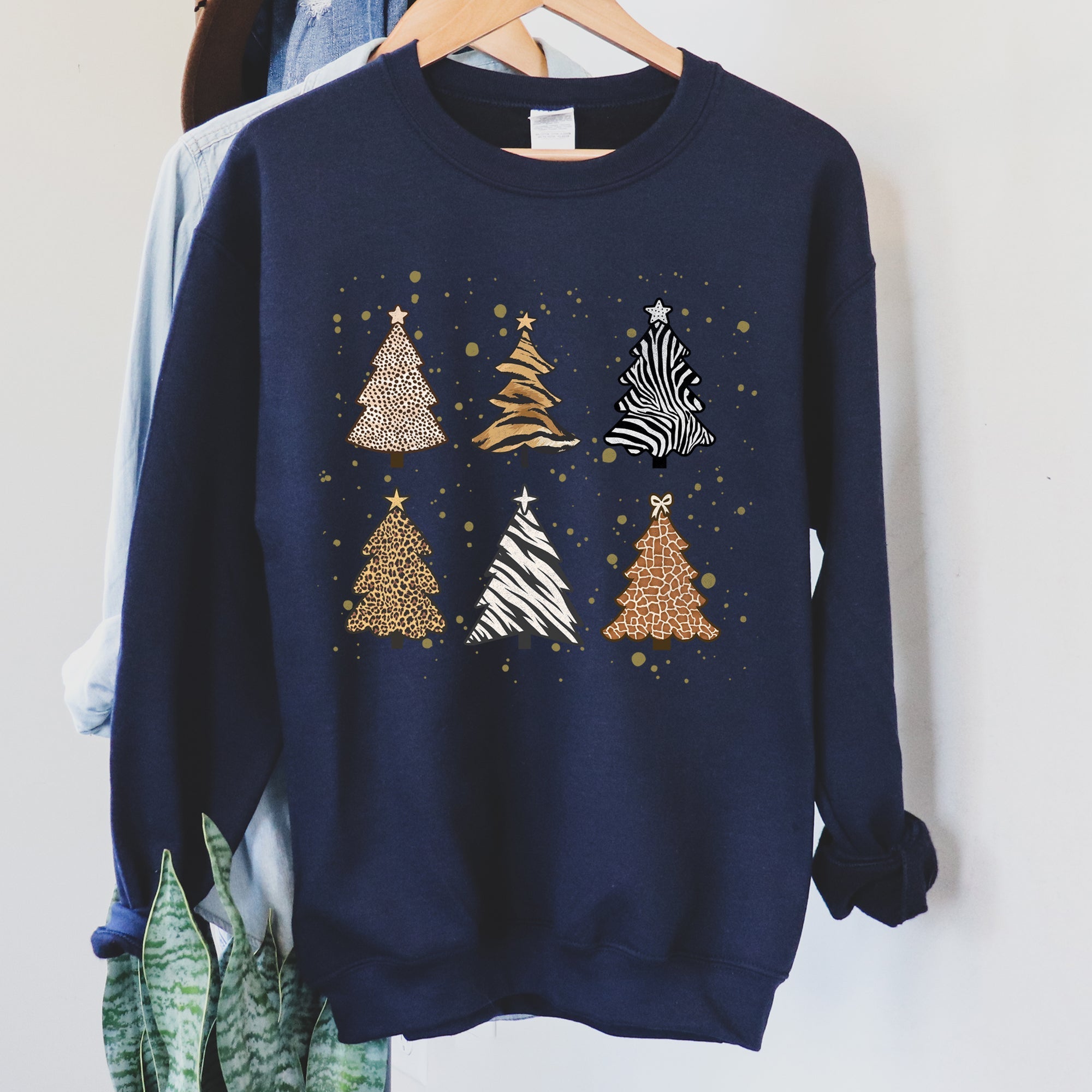 Christmas Trees Animal Print Festive Seasonal Holiday Nature Inspired Design Sweatshirt