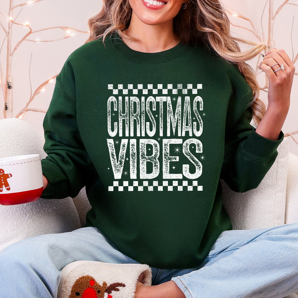 Christmas Vibes Retro Vintage Festive Cozy Holiday Spirit Graphic Premium Sweatshirt