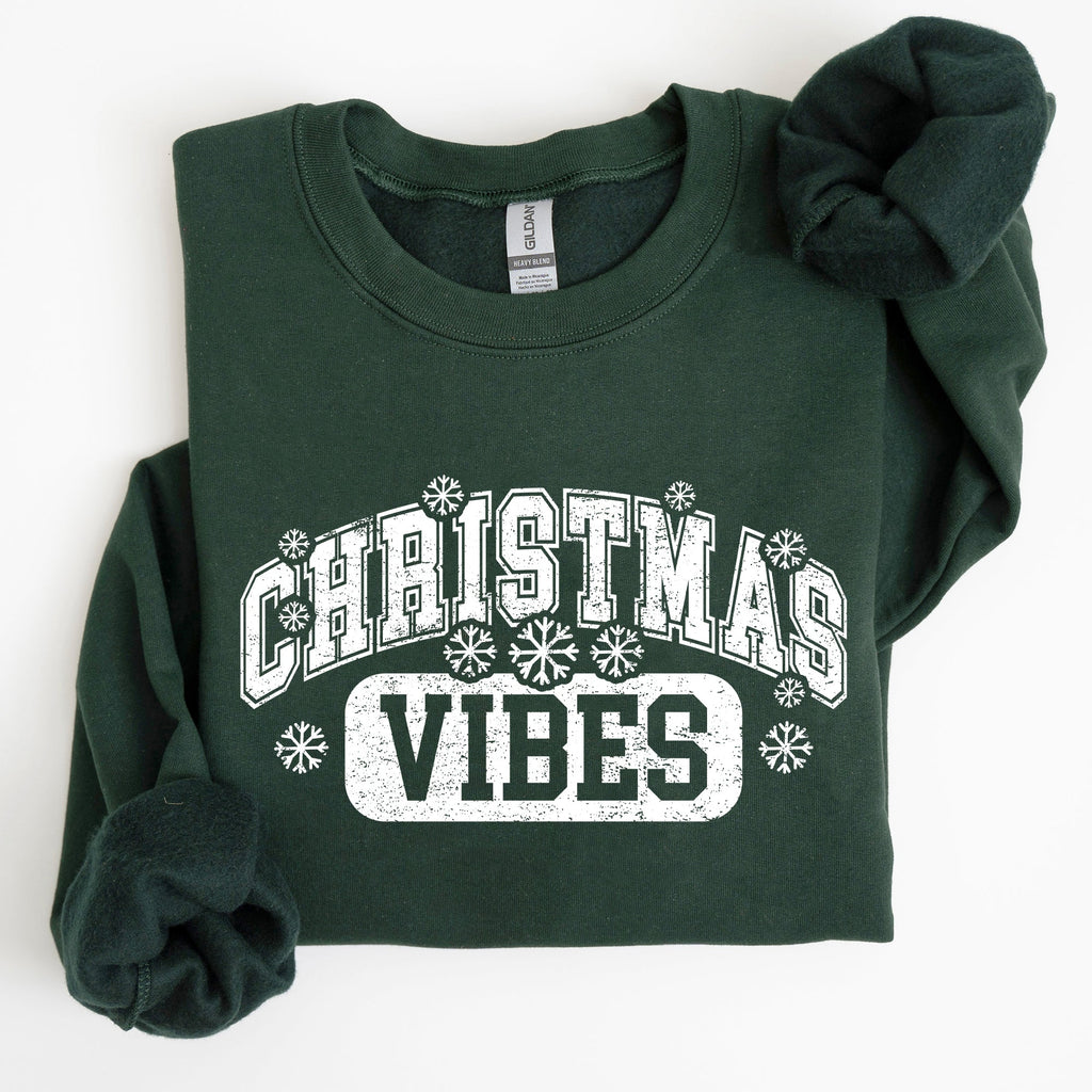 Christmas Vibes Snowflakes Retro Varsity Santa Snow Xmas Sweatshirt