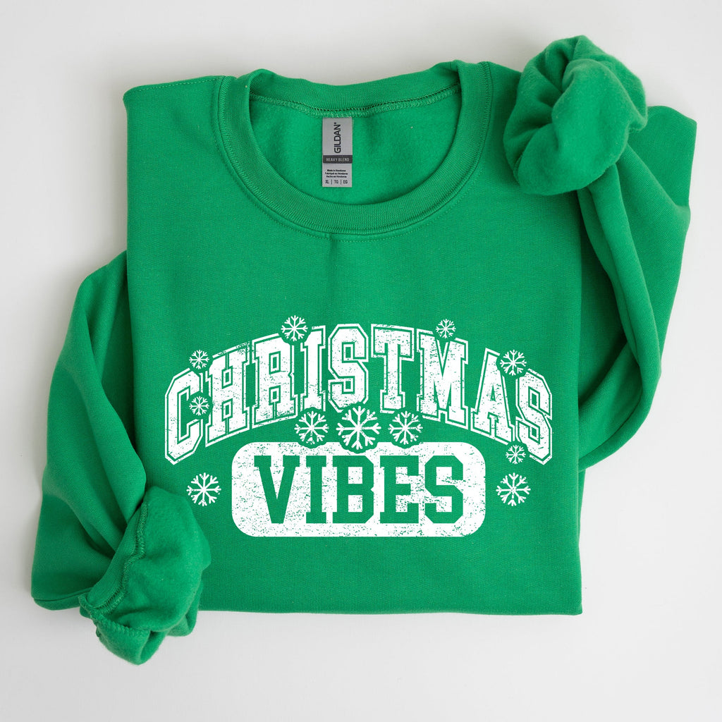 Christmas Vibes Snowflakes Retro Varsity Santa Snow Xmas Sweatshirt