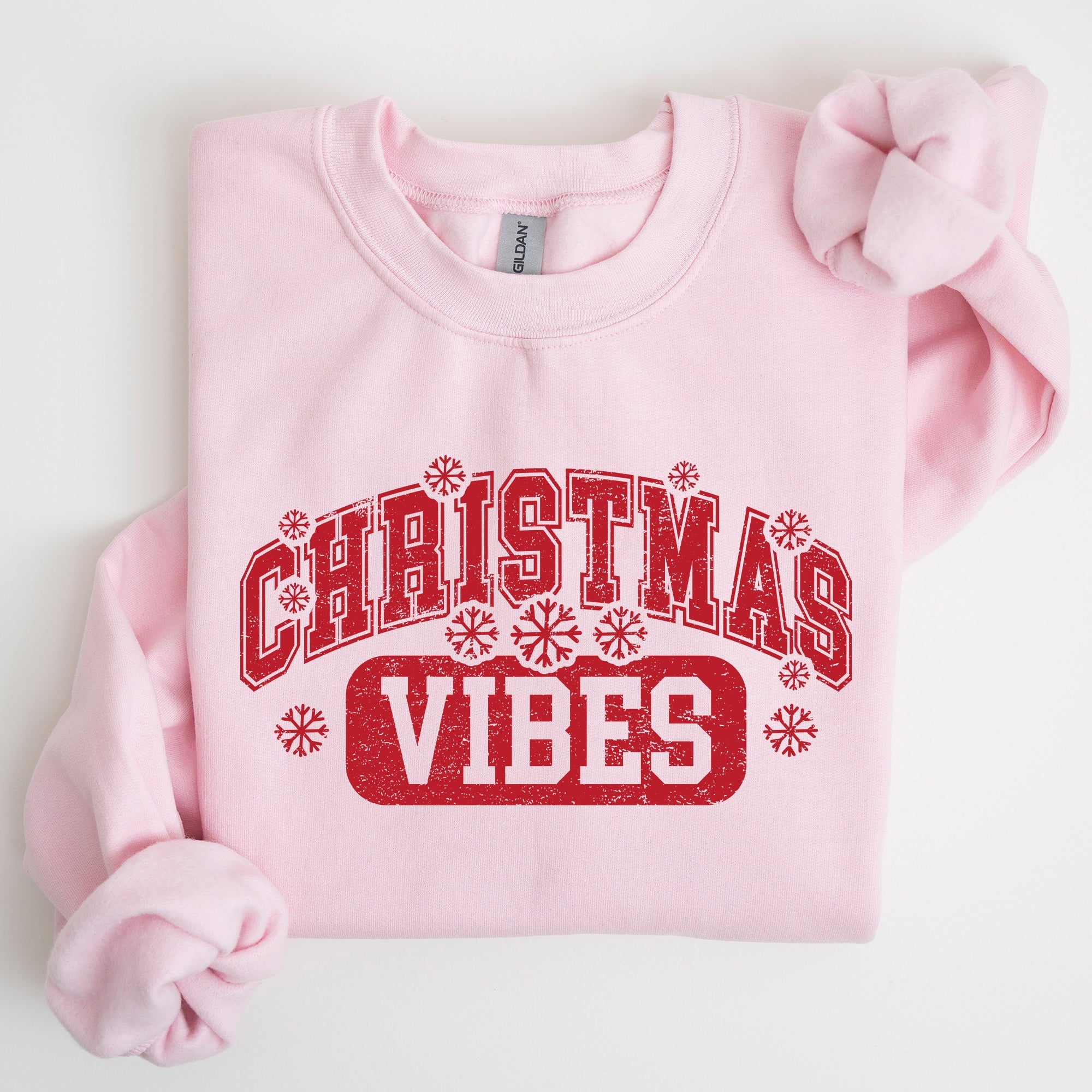 Christmas Vibes Snowflakes Retro Varsity Santa Snow Xmas Sweatshirt