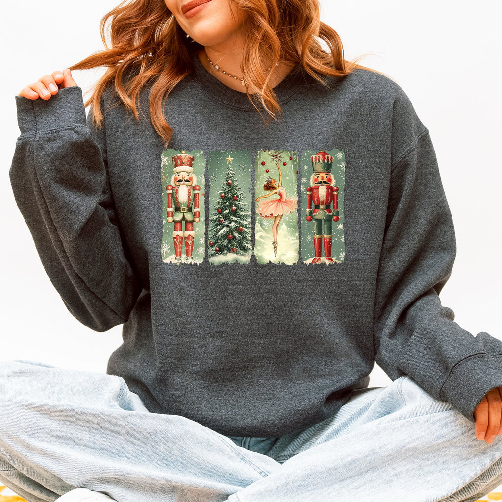 Christmas Nutcracker Ballet Vintage Snow Scene With Retro Typography Art Limited Edition Sweatshirt