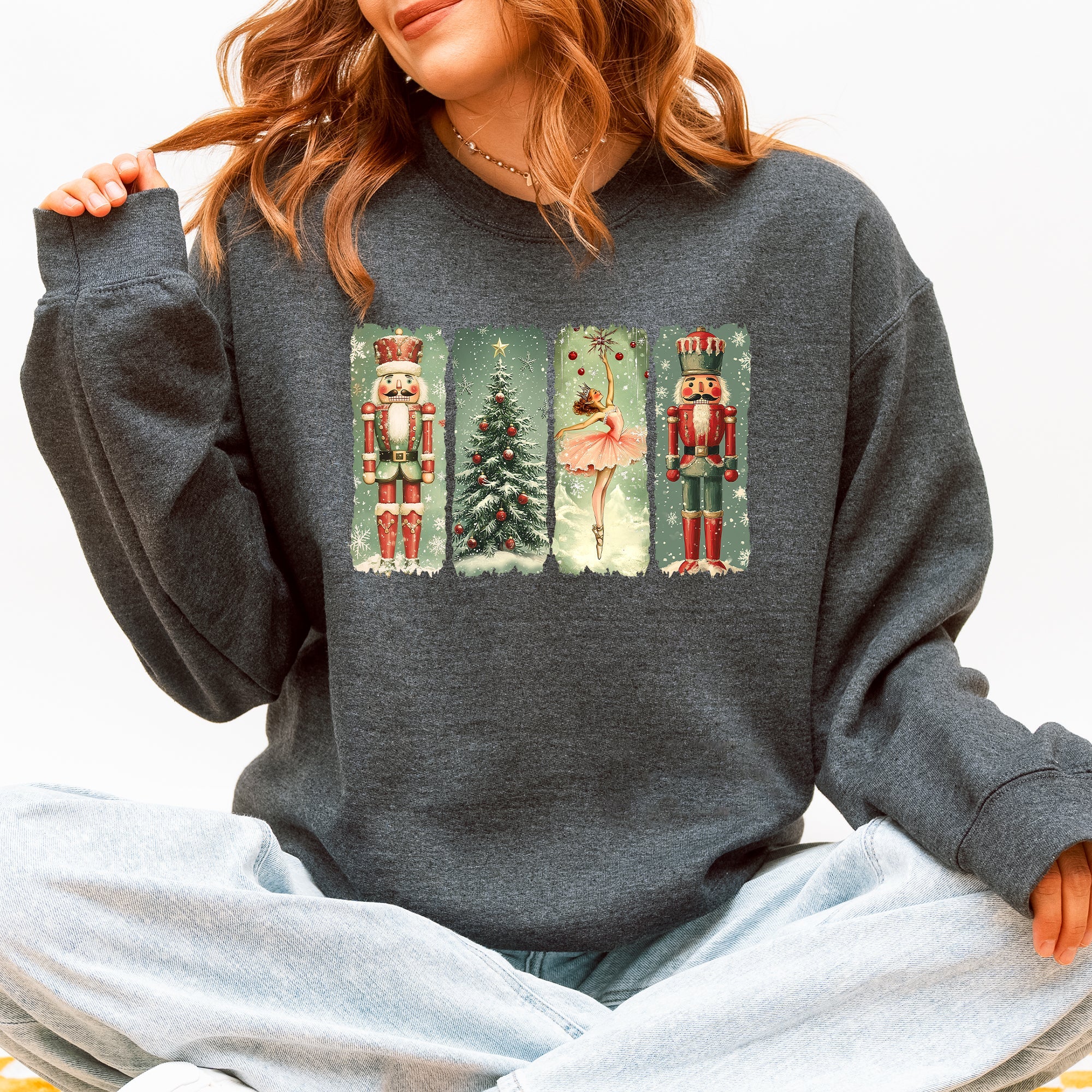 Christmas Nutcracker Ballet Vintage Snow Scene With Retro Typography Art Limited Edition Sweatshirt
