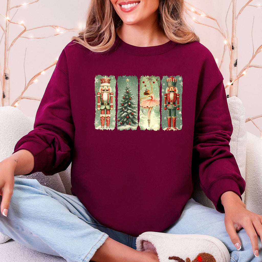 Christmas Nutcracker Ballet Vintage Snow Scene With Retro Typography Art Limited Edition Sweatshirt