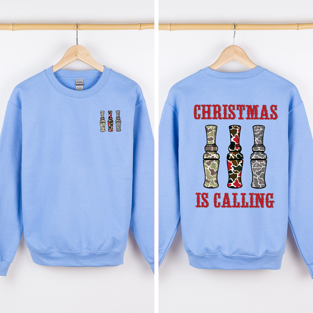 Christmas Is Calling Duck Season Hunting Retro Cozy Graphic Vintage Edition Sweatshirt