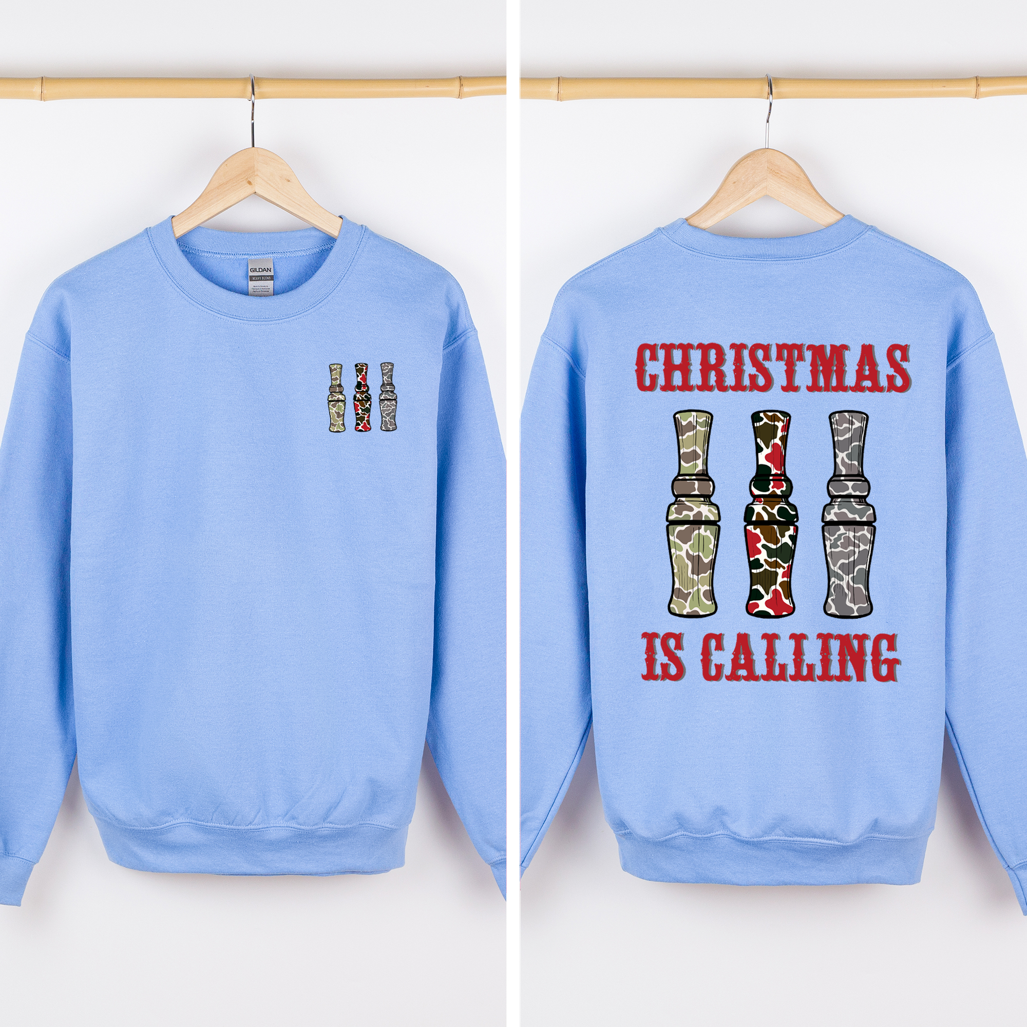 Christmas Is Calling Duck Season Hunting Retro Cozy Graphic Vintage Edition Sweatshirt