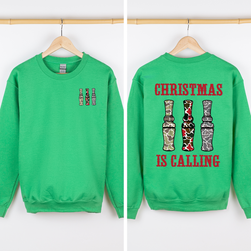 Christmas Is Calling Duck Season Hunting Retro Cozy Graphic Vintage Edition Sweatshirt