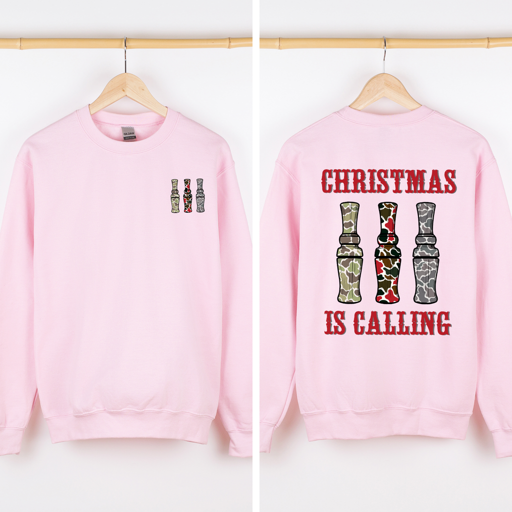 Christmas Is Calling Duck Season Hunting Retro Cozy Graphic Vintage Edition Sweatshirt