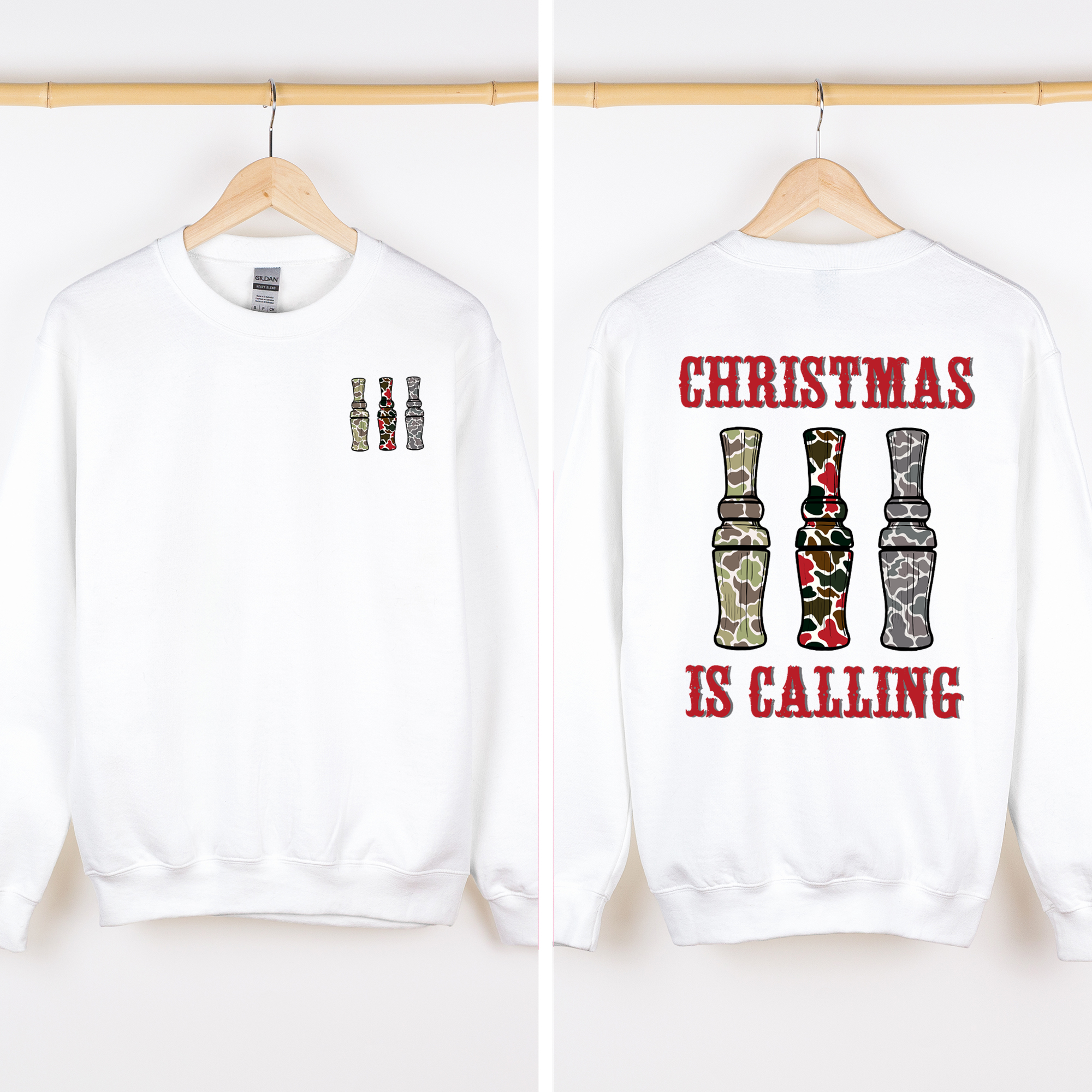 Christmas Is Calling Duck Season Hunting Retro Cozy Graphic Vintage Edition Sweatshirt