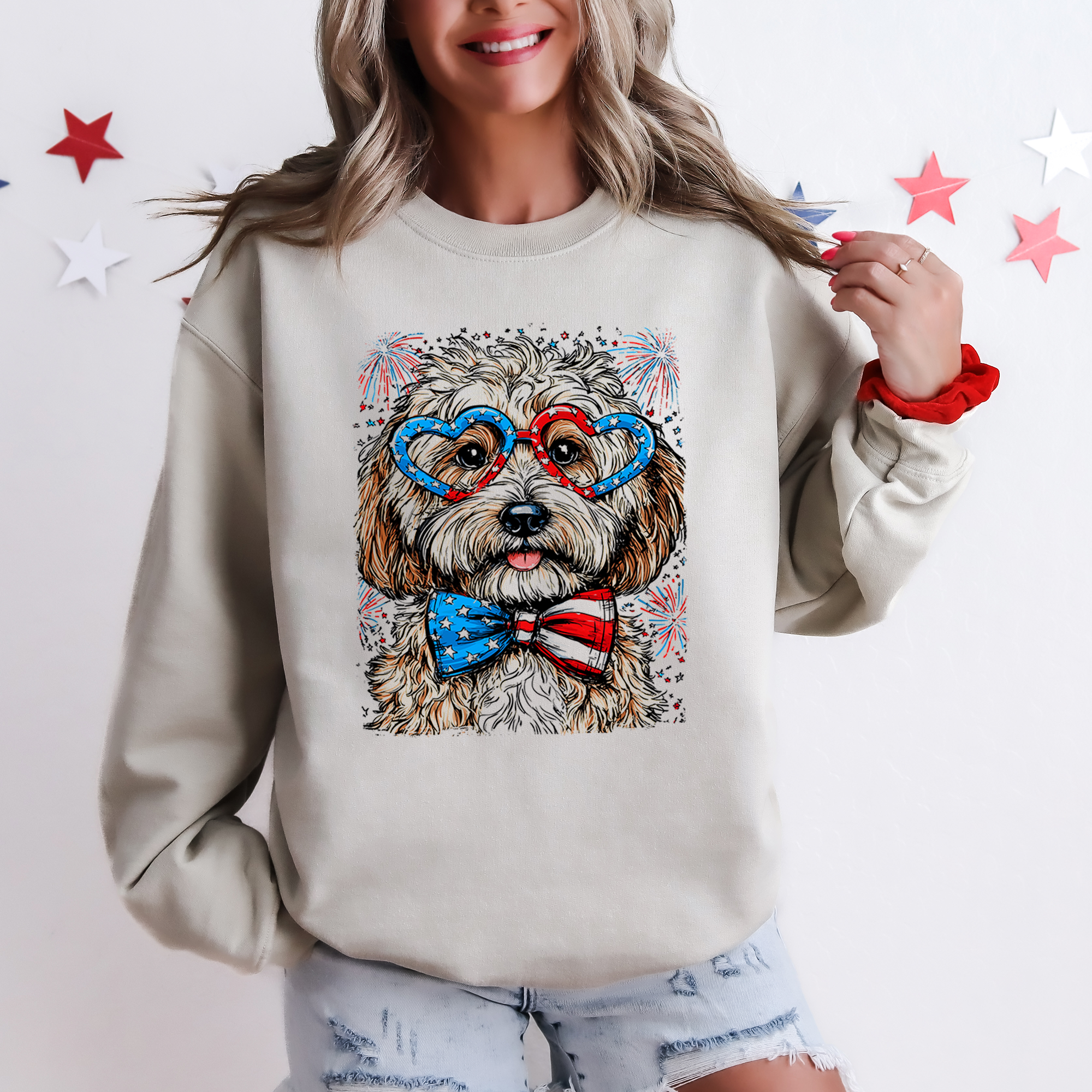 Cockapoo Patriotic Dog USA Pride 4th Of July Edition Celebration Collection Sweatshirt