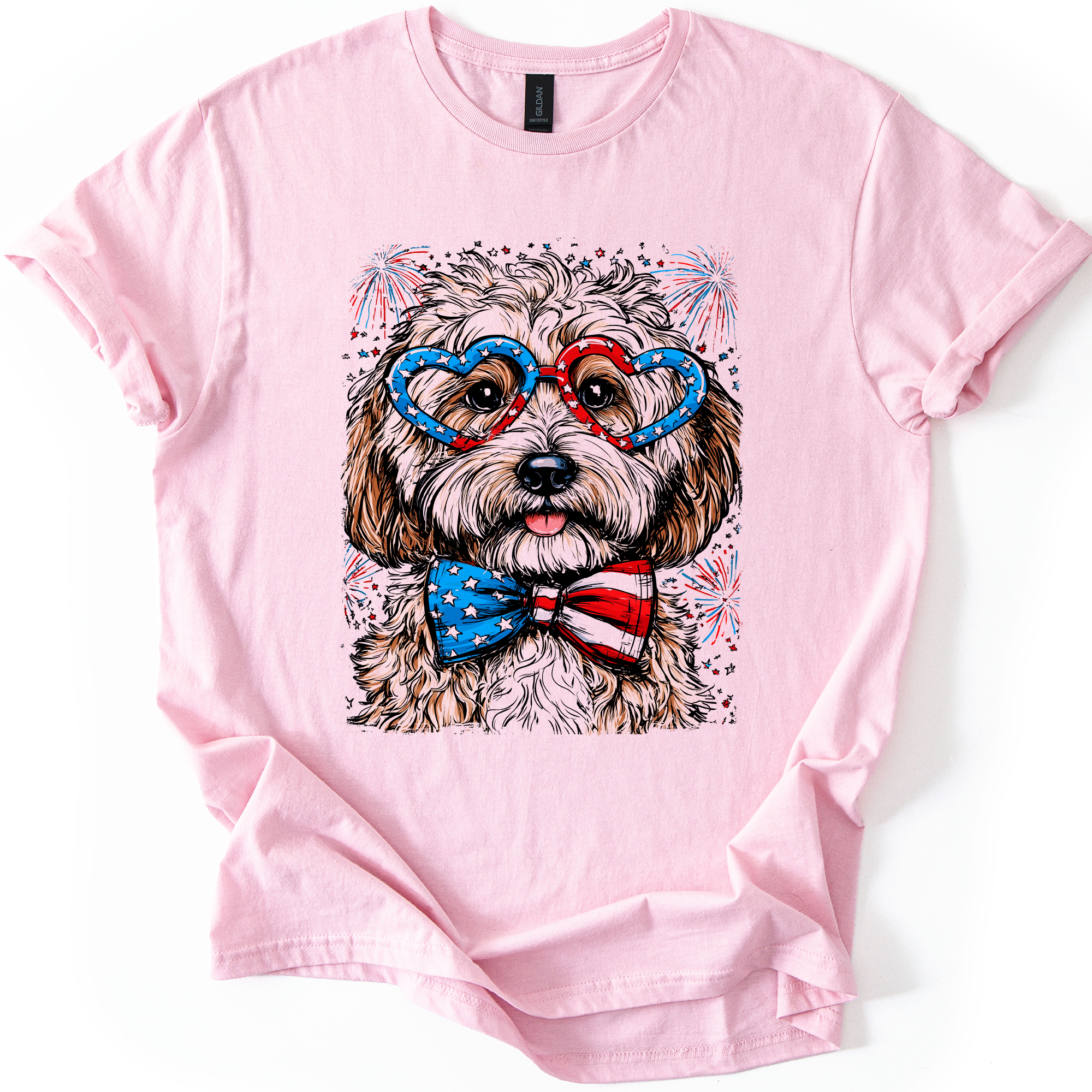 Cockapoo Patriotic Dog USA Pride 4th Of July Family Celebration Barbecue Americana Graphic Tee