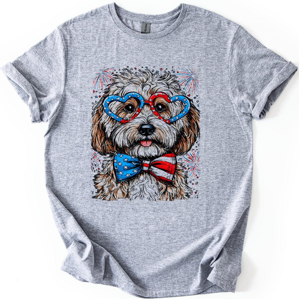 Cockapoo Patriotic Dog USA Pride 4th Of July Family Celebration Barbecue Americana Graphic Tee