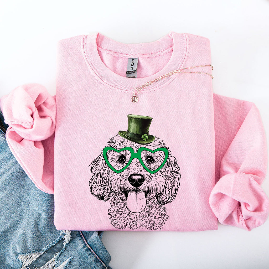Cockapoo Irish St Patrick's Day Lucky Dog Celebration Cozy Family Favorite Sweatshirt