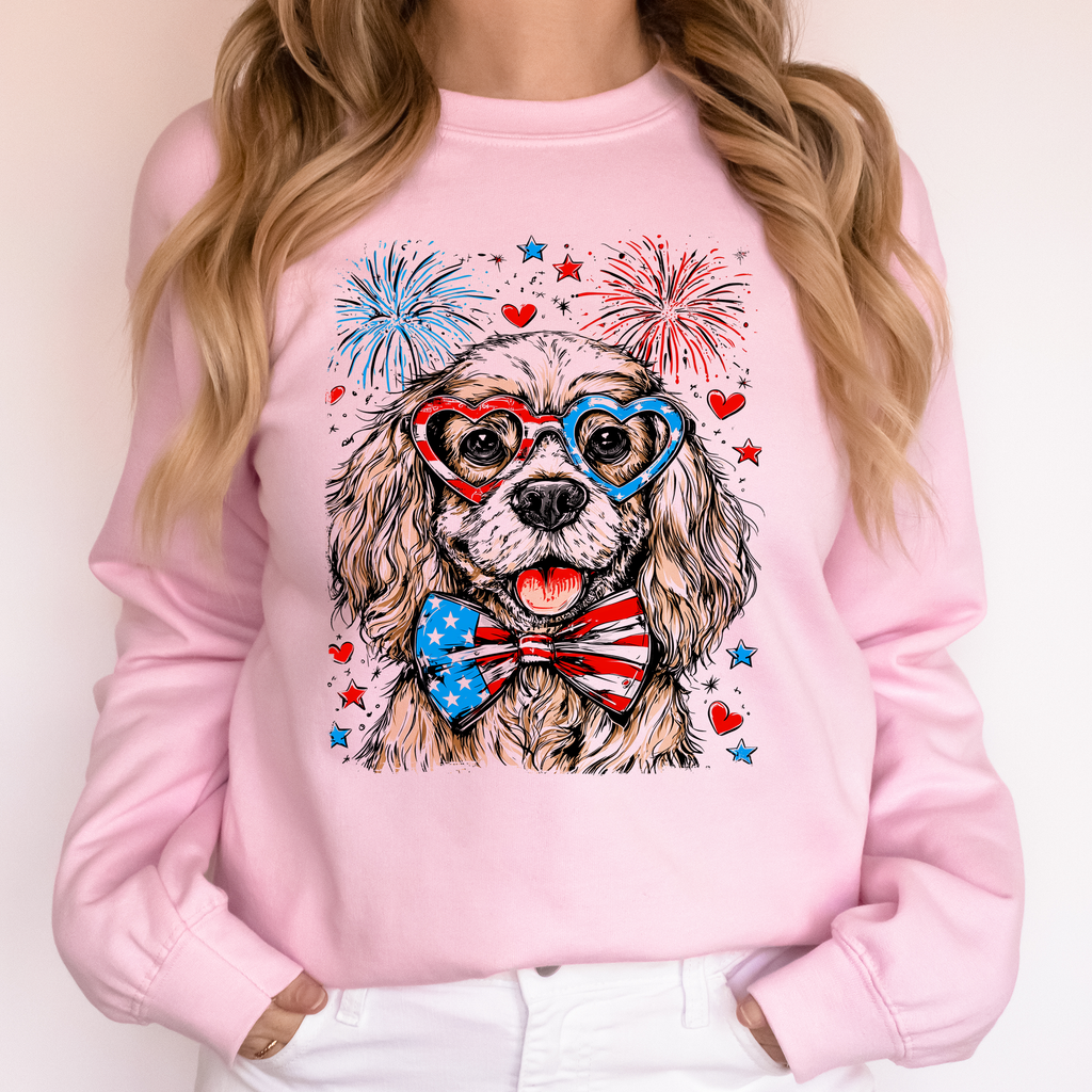 Cocker Spaniel Patriotic Dog USA Flag 4th Of July Pet Lover Design With USA Pride Sweatshirt