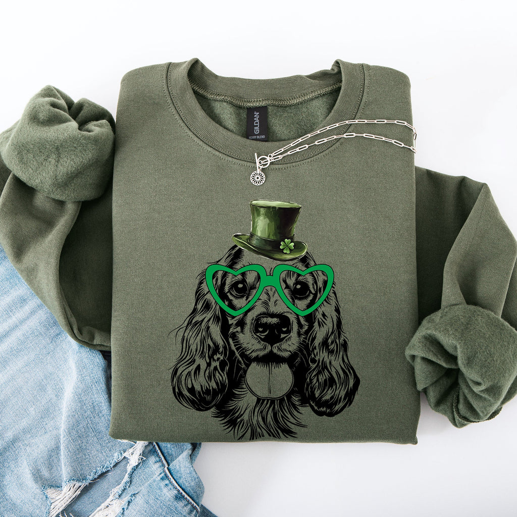 Cocker Spaniel St Patrick's Day Irish Lucky Four Leaf Clover Edition Adorable Dog Sweatshirt