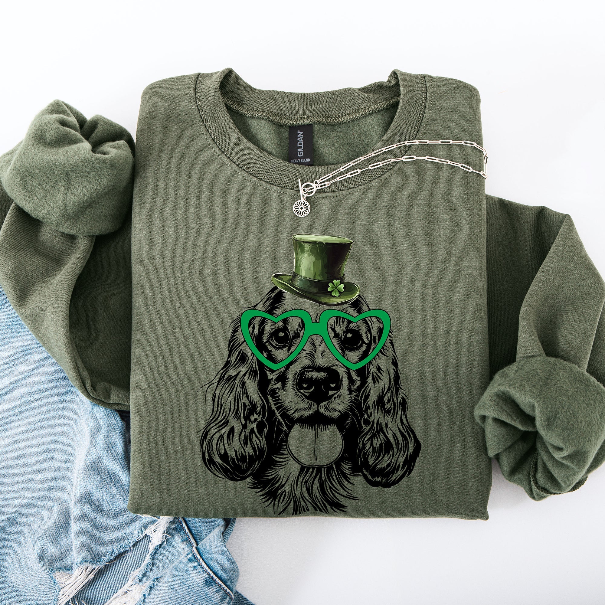 Cocker Spaniel St Patrick's Day Irish Lucky Four Leaf Clover Edition Adorable Dog Sweatshirt