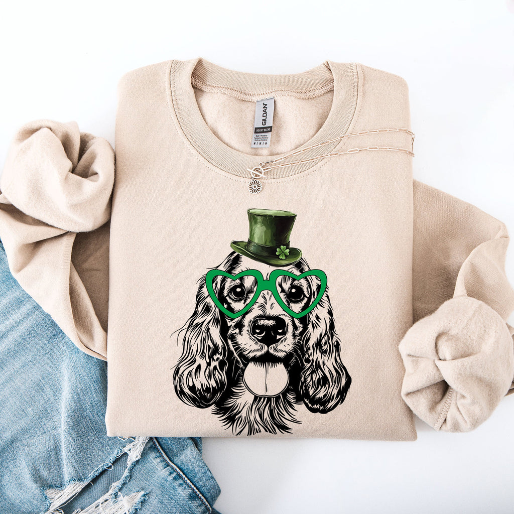 Cocker Spaniel St Patrick's Day Irish Lucky Four Leaf Clover Edition Adorable Dog Sweatshirt