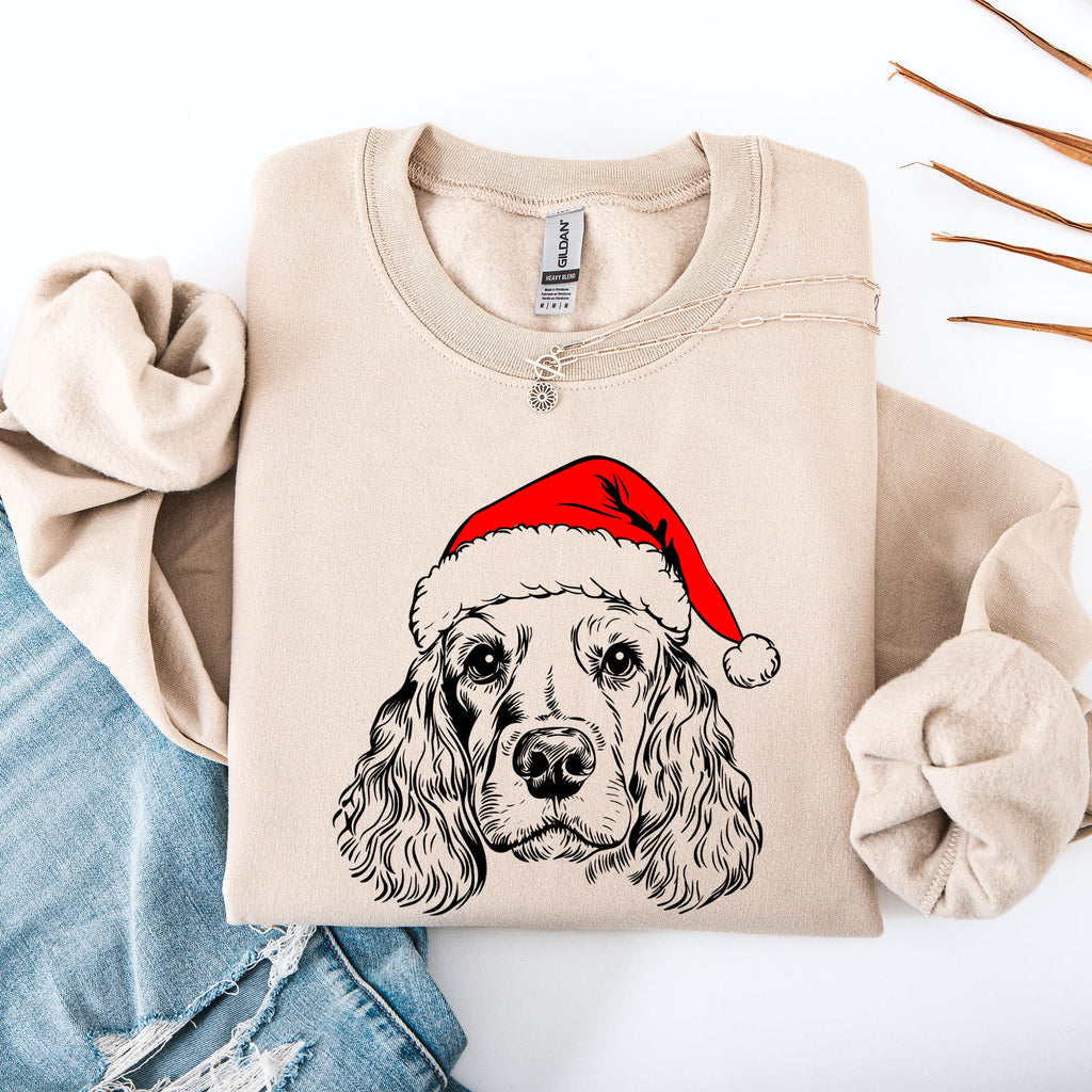 Cocker Spaniel Santa Christmas Dog Lover Pet Portrait Festive Holiday Scene Sweatshirt