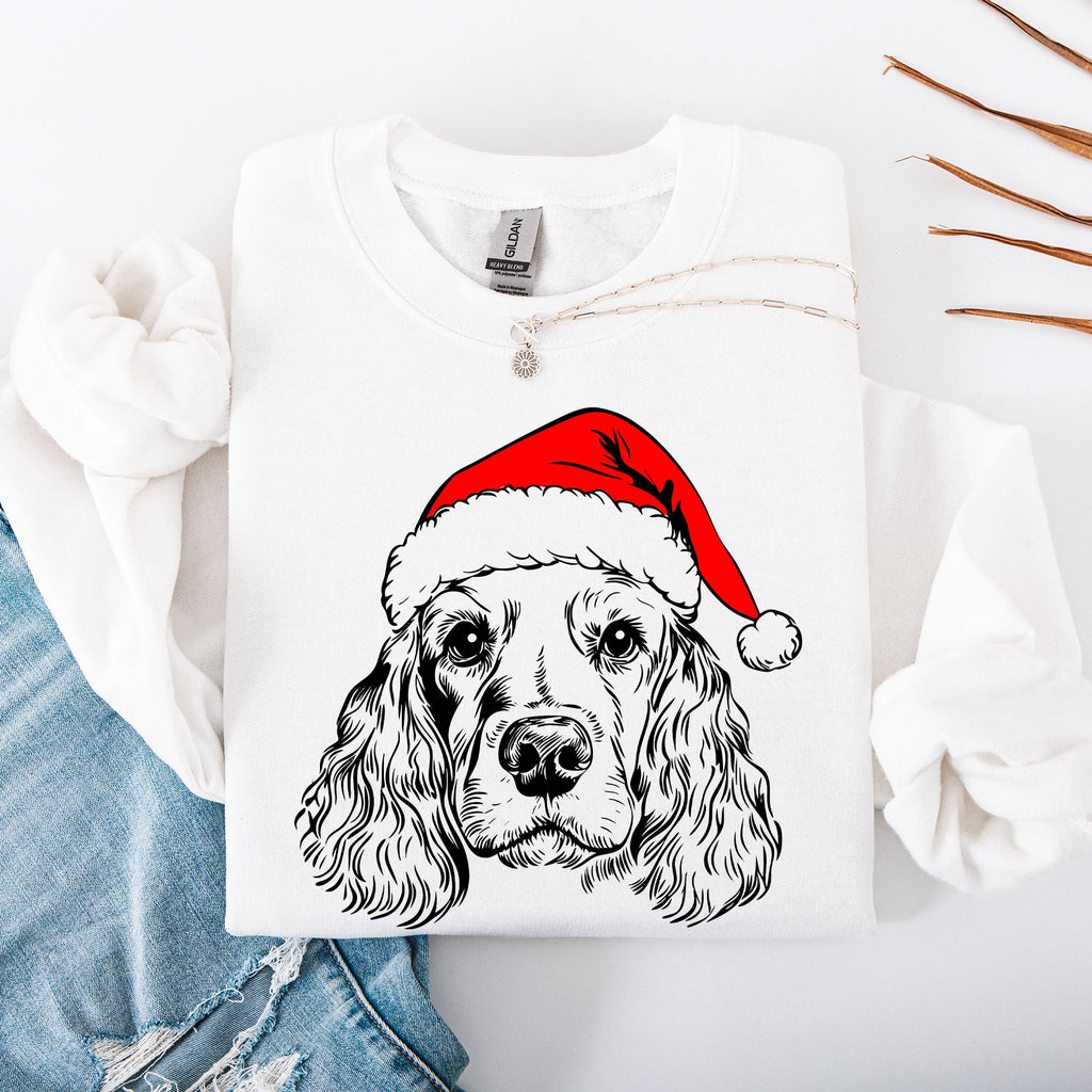 Cocker Spaniel Santa Christmas Dog Lover Pet Portrait Festive Holiday Scene Sweatshirt