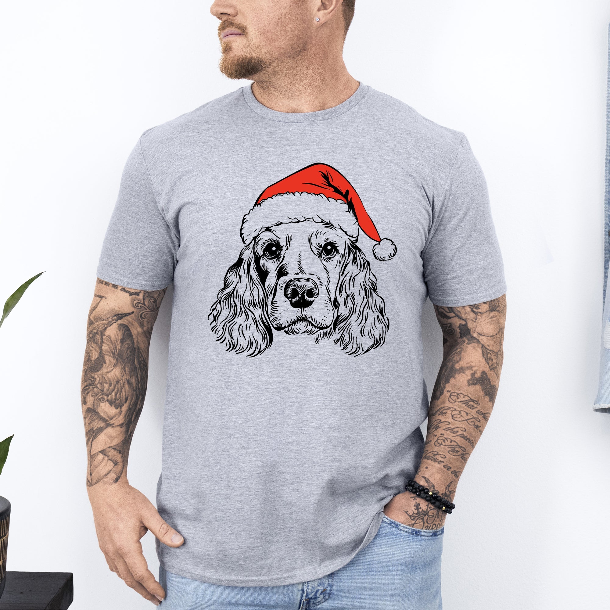 Cocker Spaniel Santa Christmas Paws Dog Lover Festive Holiday Edition Premium Collectible Comfort Colors Tee