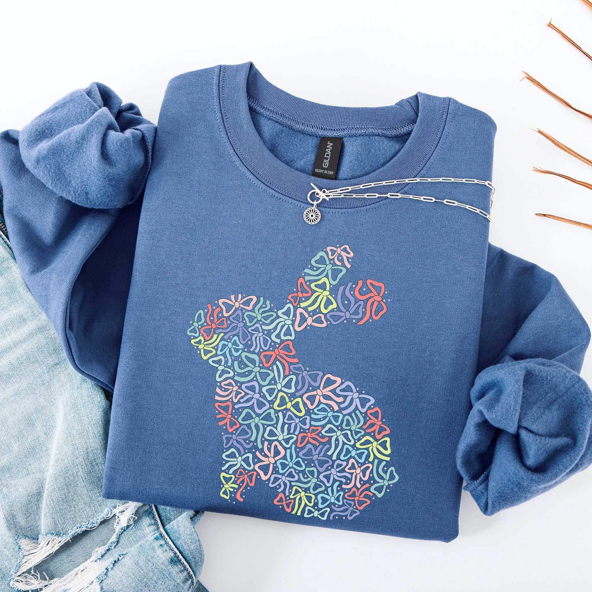 Colorful Bows Easter Bunny Jesus Rabbit Holiday Celebration Keepsake Edition Sweatshirt