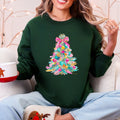 Colorful Christmas Tree Retro Graphic Artwork With Festive Motifs And Cozy Winter Vibes Sweatshirt