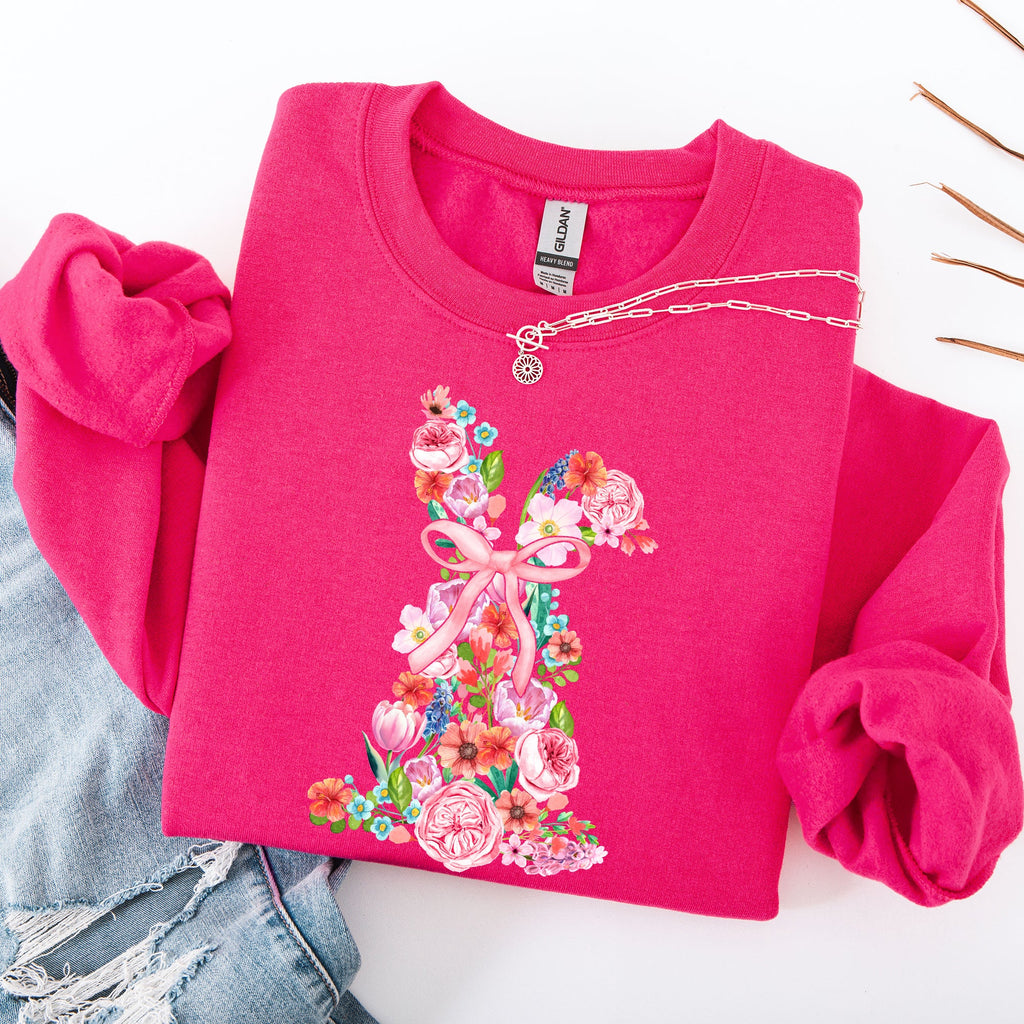 Colorful Floral Easter Bunny Jesus Rabbit Holiday Celebration Illustration Sweatshirt